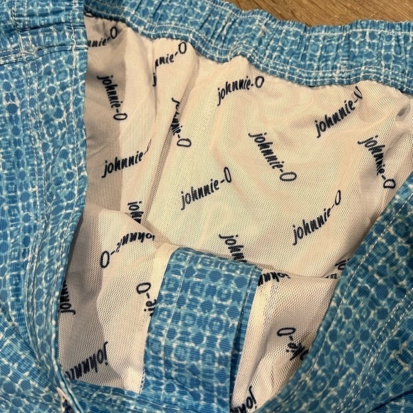 New Without Tags Johnnie-O XL Swim Trunks Lined Board Shirts Blue Aqua Pattern - Picture 6 of 8